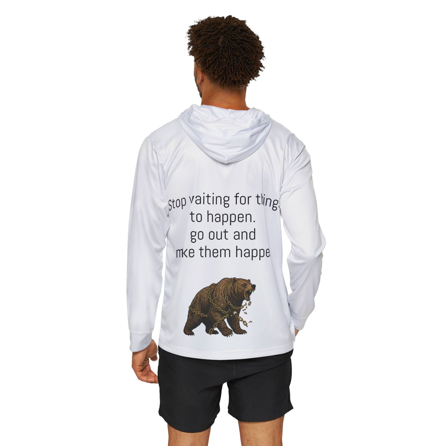 White Adventure Bear Hoodie: Lightweight, Breathable, UPF 50 Protection - InspireWithPurpose