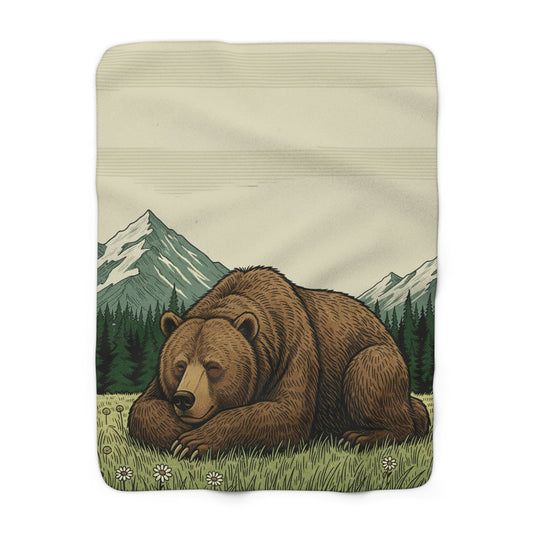 Sleeping Bear Luxe Sherpa Fleece Blanket - Cozy, Stylish Comfort