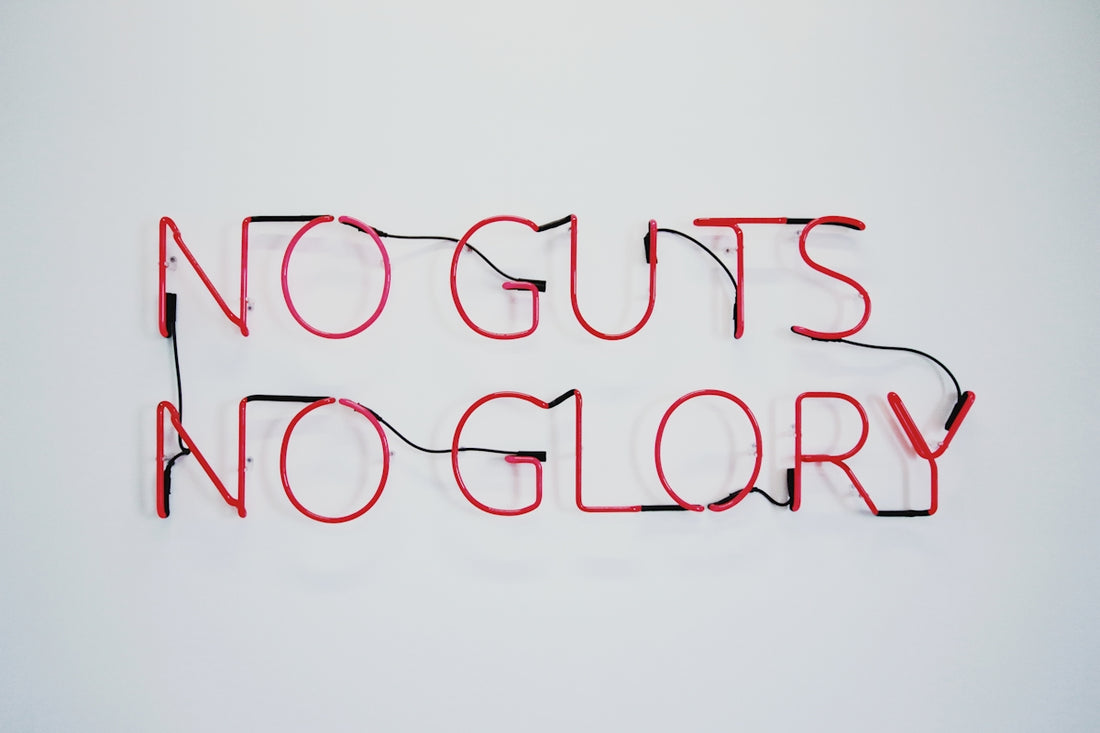 red no guts no glory neon signage
