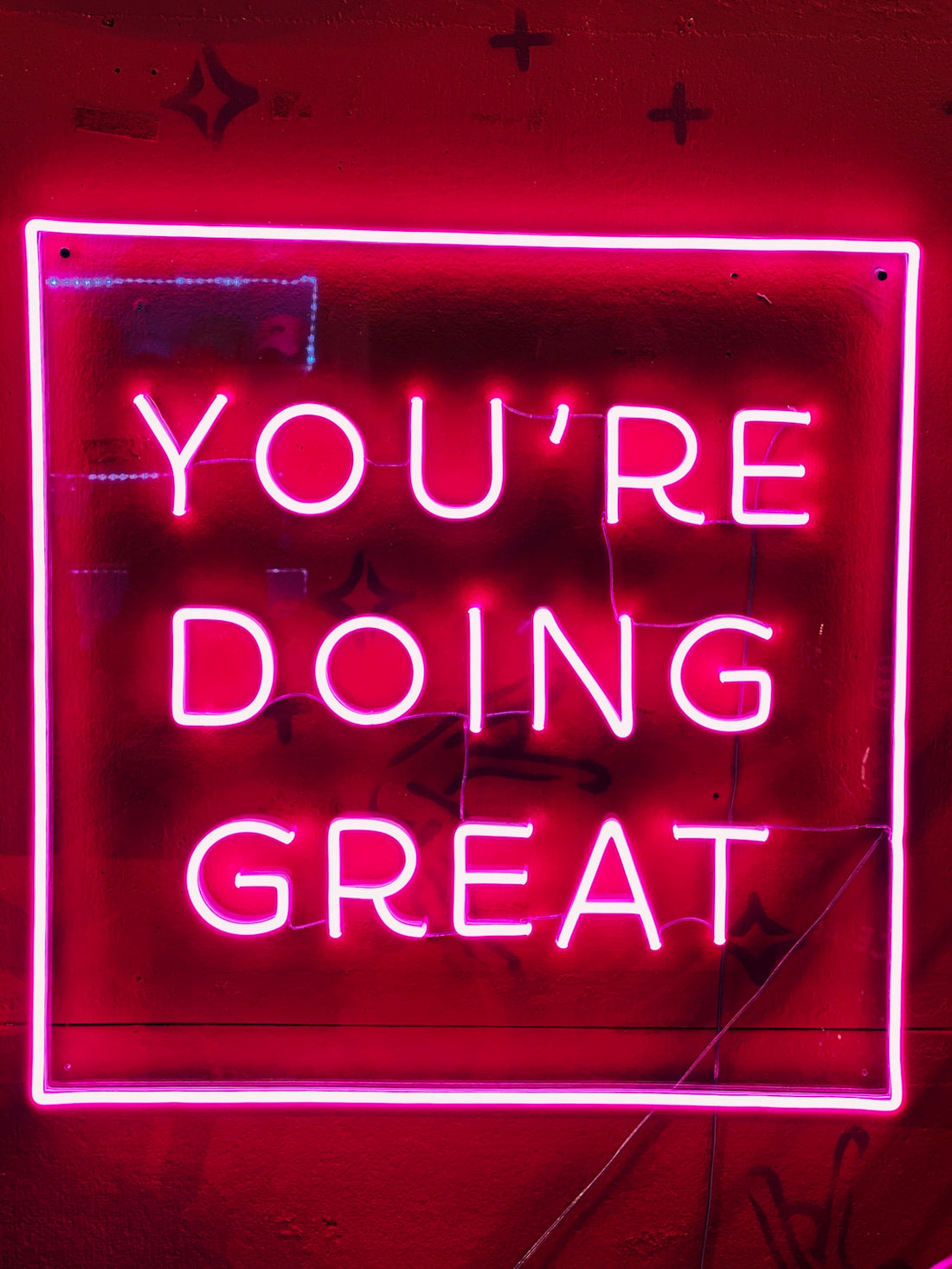 red you'red doing great neon sign
