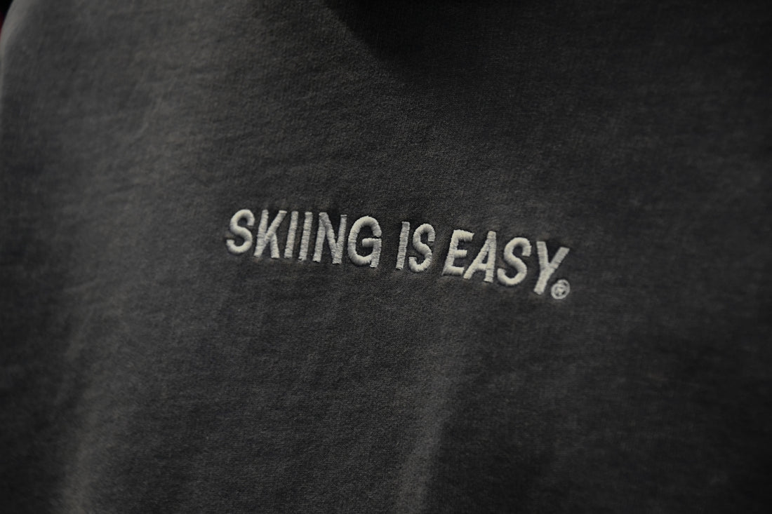 The image shows the text skiing is easy.