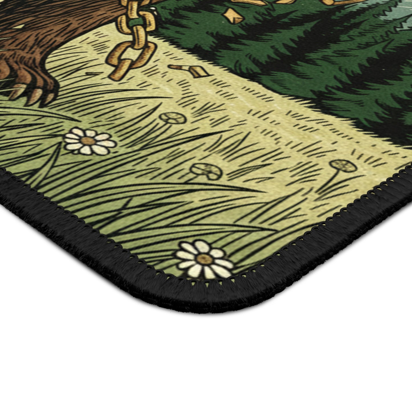 Roaring Bear with Chains Gaming Mouse Pad | Mountain Forest Artwork - InspireWithPurpose