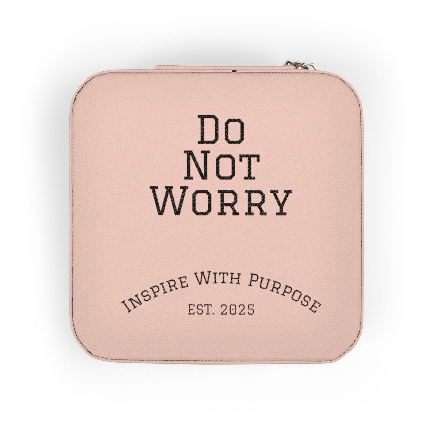 Do Not Worry Jewelry Travel Case — Compact Pink Ring & Earring Organizer - InspireWithPurpose