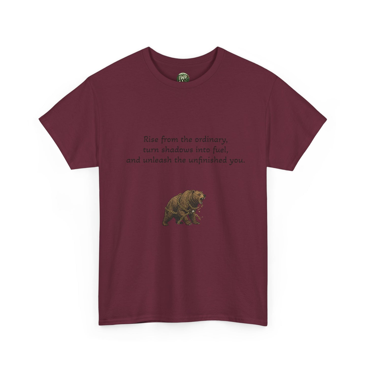 T-Shirt — Minimal Inspirational Quote Tee (“Near from the ordinary, seen shadows into fuel, and around the emboldened you.”)