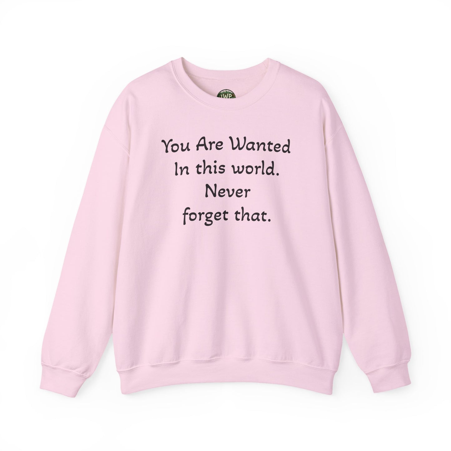 Affirmation Crewneck Sweatshirt — "YOU are wanted in this world, never forget that." - InspireWithPurpose