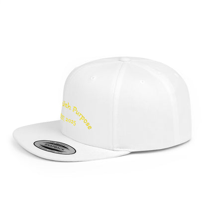 Flat Bill Snapback Hat — "Inspire With Purpose" Embroidered White Baseball Cap - InspireWithPurpose