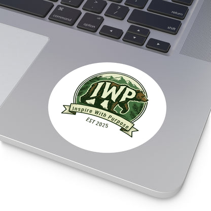 IWP Bear Round Sticker — "Inspire With Purpose" Outdoor/Indoor Durable Sticker - InspireWithPurpose