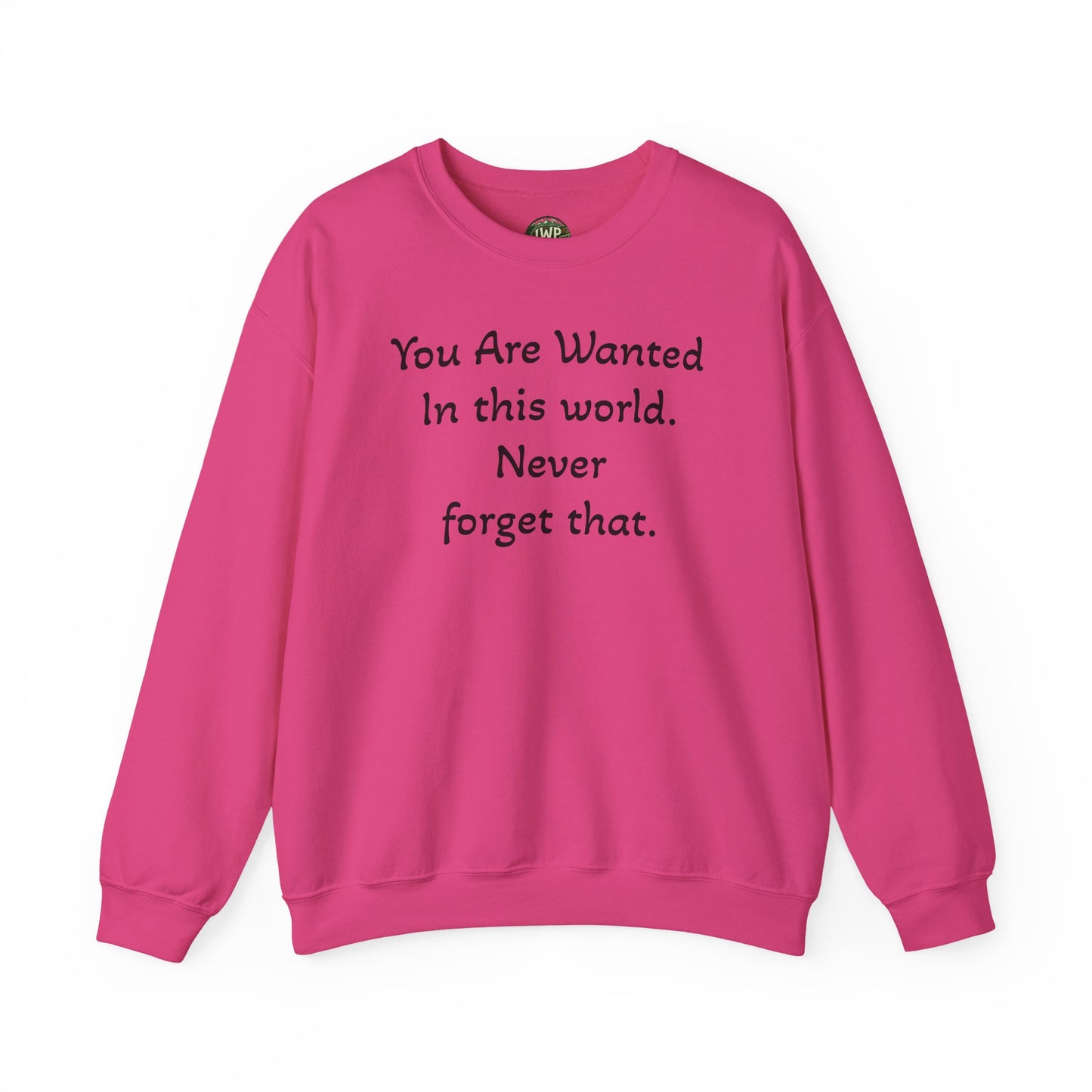 Affirmation Crewneck Sweatshirt — "YOU are wanted in this world, never forget that." - InspireWithPurpose