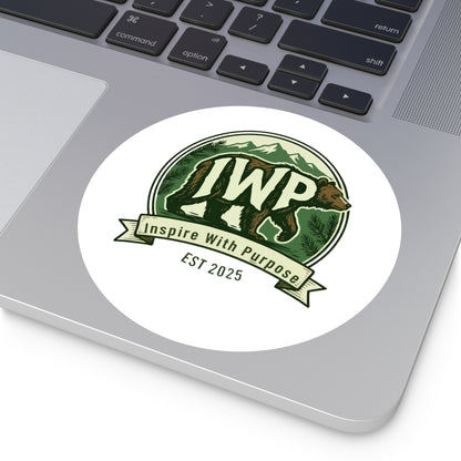 IWP Bear Round Sticker — "Inspire With Purpose" Outdoor/Indoor Durable Sticker - InspireWithPurpose