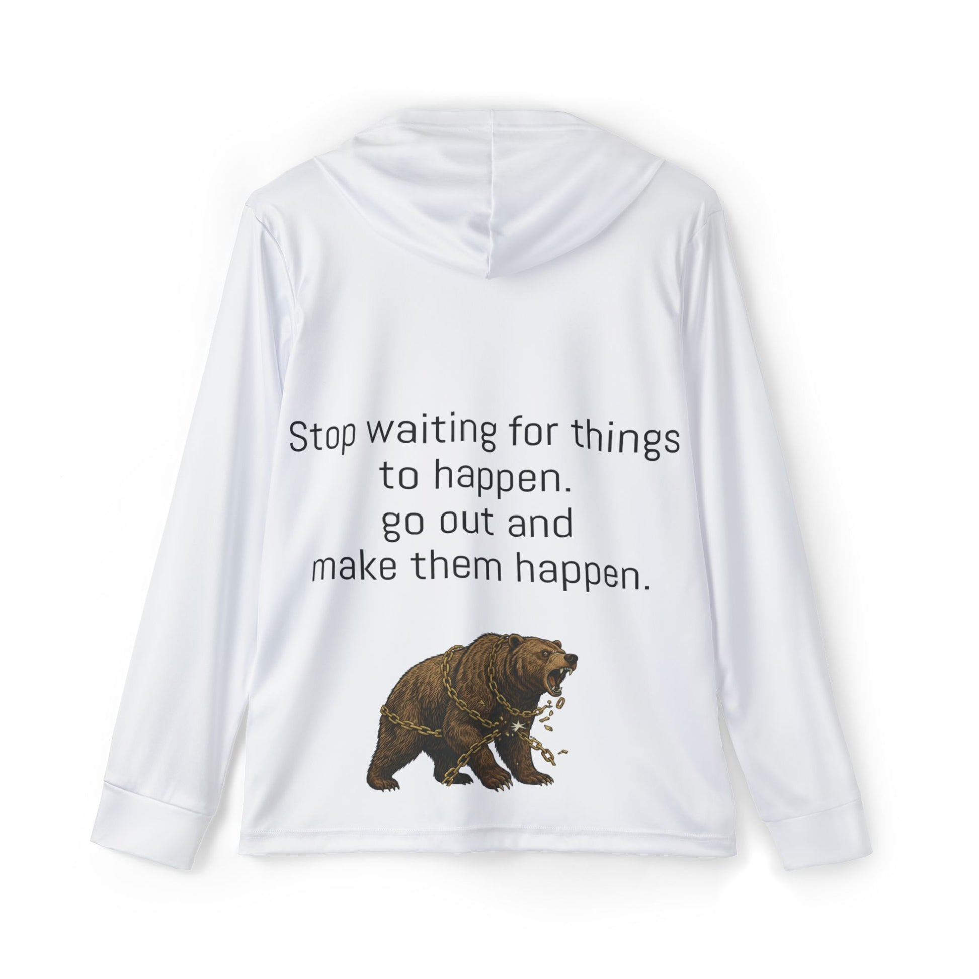 White Adventure Bear Hoodie: Lightweight, Breathable, UPF 50 Protection - InspireWithPurpose