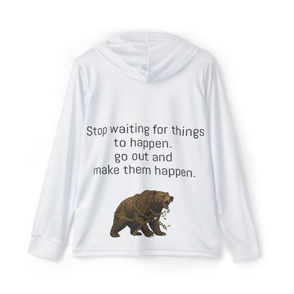 White Adventure Bear Hoodie: Lightweight, Breathable, UPF 50 Protection - InspireWithPurpose