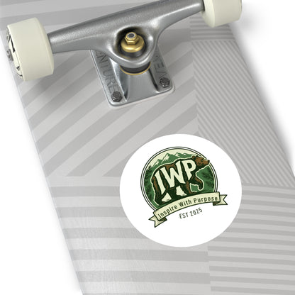 IWP Bear Round Sticker — "Inspire With Purpose" Outdoor/Indoor Durable Sticker - InspireWithPurpose