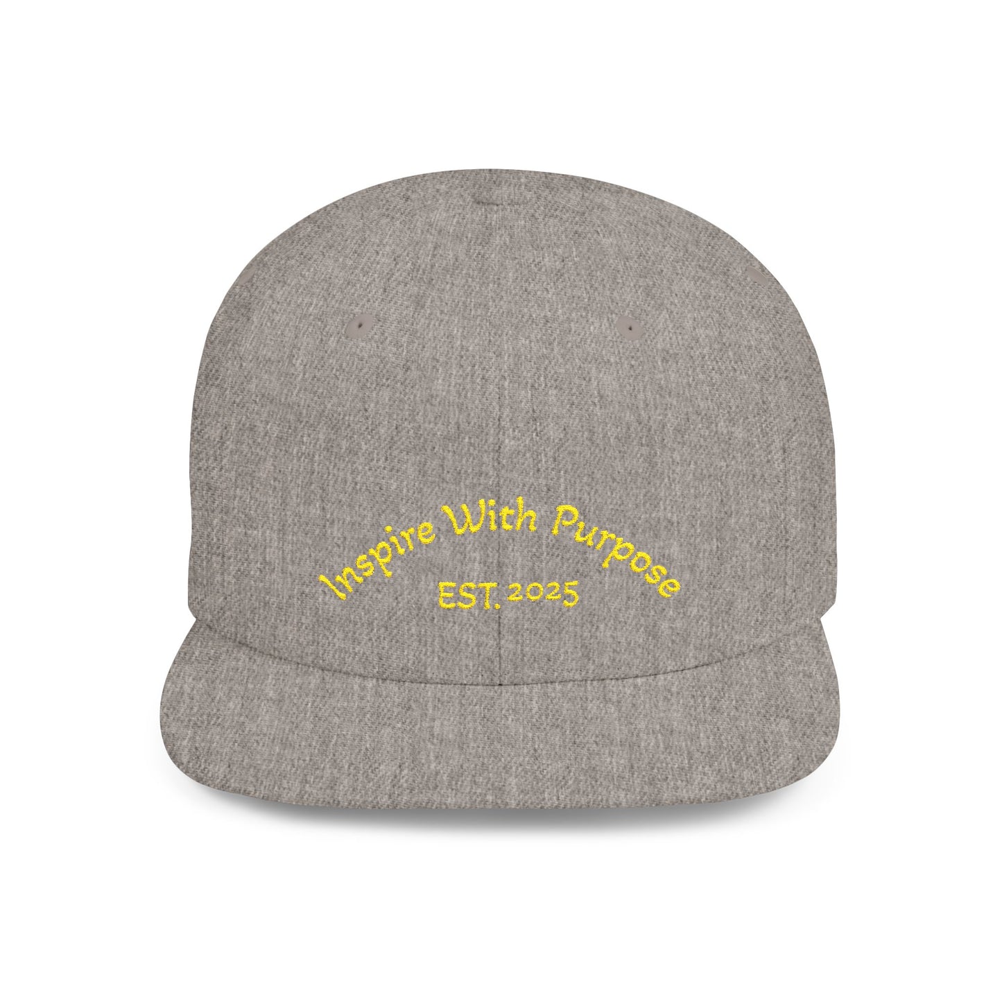 Flat Bill Snapback Hat — "Inspire With Purpose" Embroidered White Baseball Cap - InspireWithPurpose