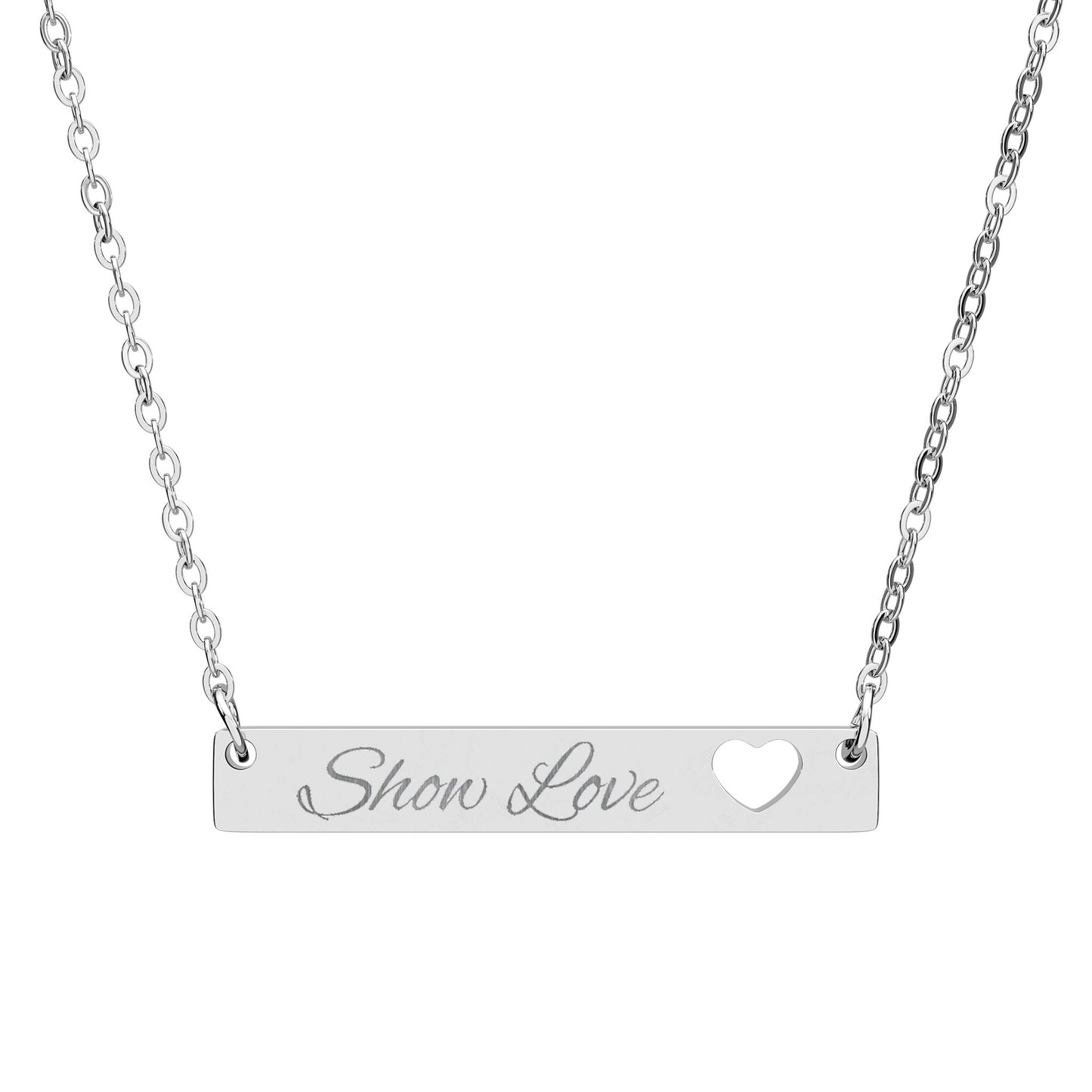 Stainless Steel Heart Cutout Bar Necklace - Hypoallergenic & Durable - InspireWithPurpose