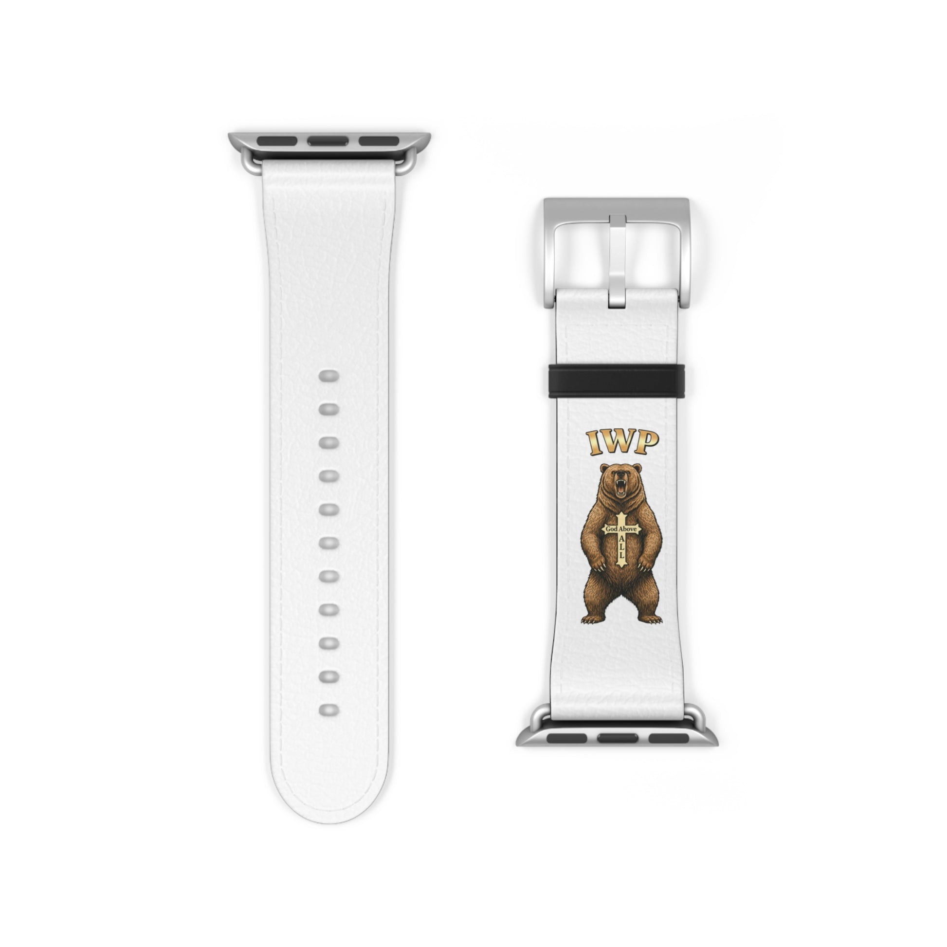 Vintage Bear Emblem Faux-Leather Apple Watch Band Strap - InspireWithPurpose