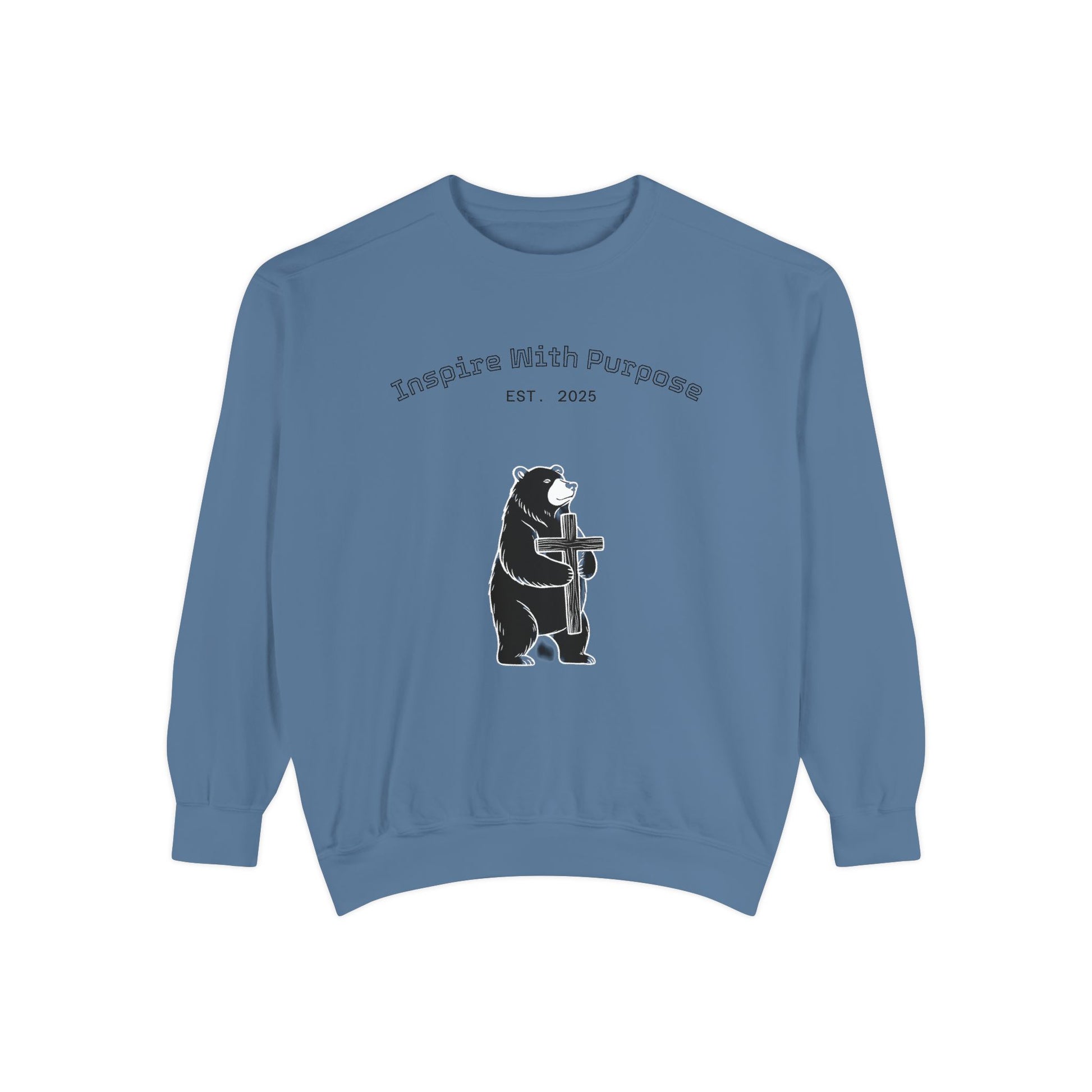 Embroidered Serenity Garment-Dyed Cotton Sweatshirt - InspireWithPurpose