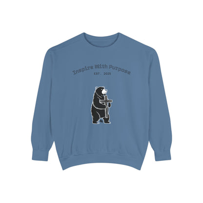Embroidered Serenity Garment-Dyed Cotton Sweatshirt - InspireWithPurpose