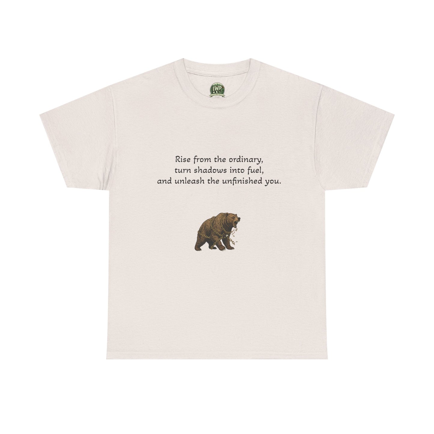 T-Shirt — Minimal Inspirational Quote Tee (“Near from the ordinary, seen shadows into fuel, and around the emboldened you.”) - InspireWithPurpose