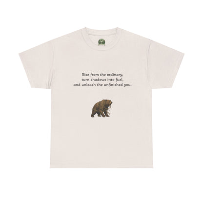 T-Shirt — Minimal Inspirational Quote Tee (“Near from the ordinary, seen shadows into fuel, and around the emboldened you.”) - InspireWithPurpose