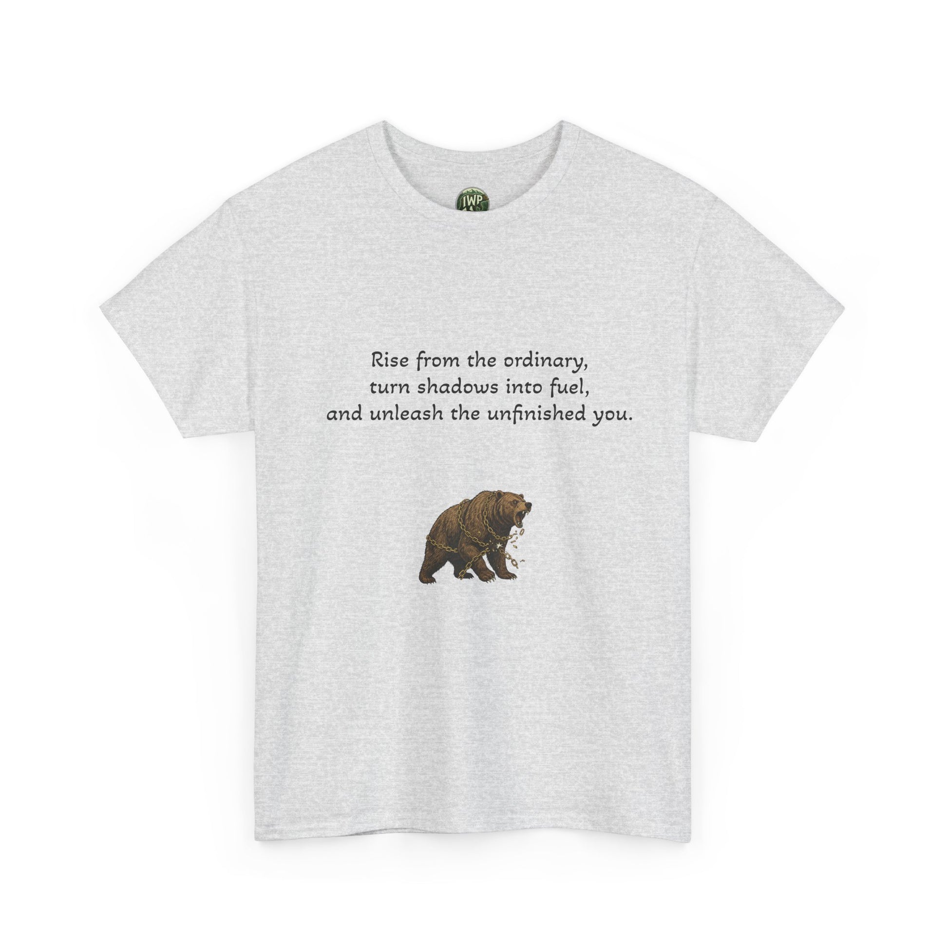 T-Shirt — Minimal Inspirational Quote Tee (“Near from the ordinary, seen shadows into fuel, and around the emboldened you.”) - InspireWithPurpose