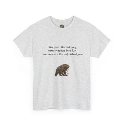 T-Shirt — Minimal Inspirational Quote Tee (“Near from the ordinary, seen shadows into fuel, and around the emboldened you.”) - InspireWithPurpose