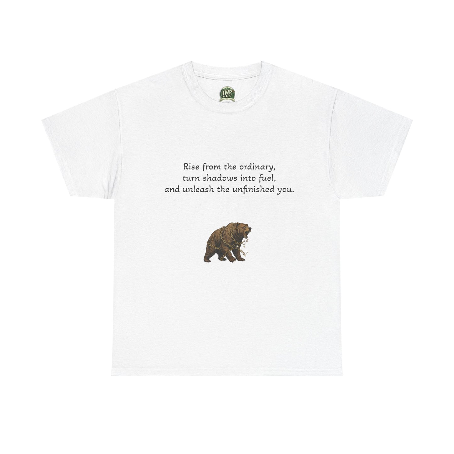 T-Shirt — Minimal Inspirational Quote Tee (“Near from the ordinary, seen shadows into fuel, and around the emboldened you.”) - InspireWithPurpose