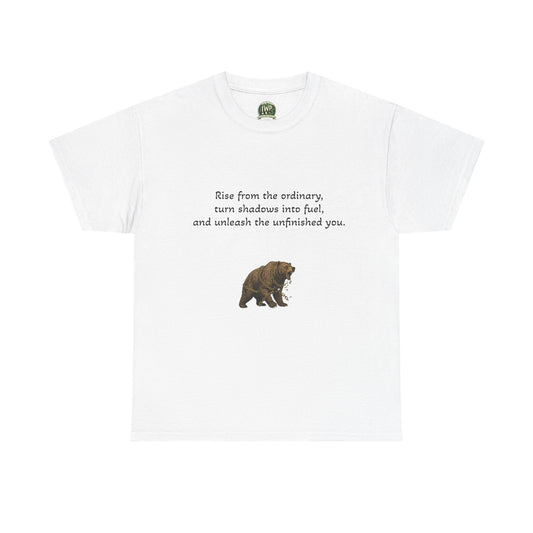 T-Shirt — Minimal Inspirational Quote Tee (“Near from the ordinary, seen shadows into fuel, and around the emboldened you.”) - InspireWithPurpose