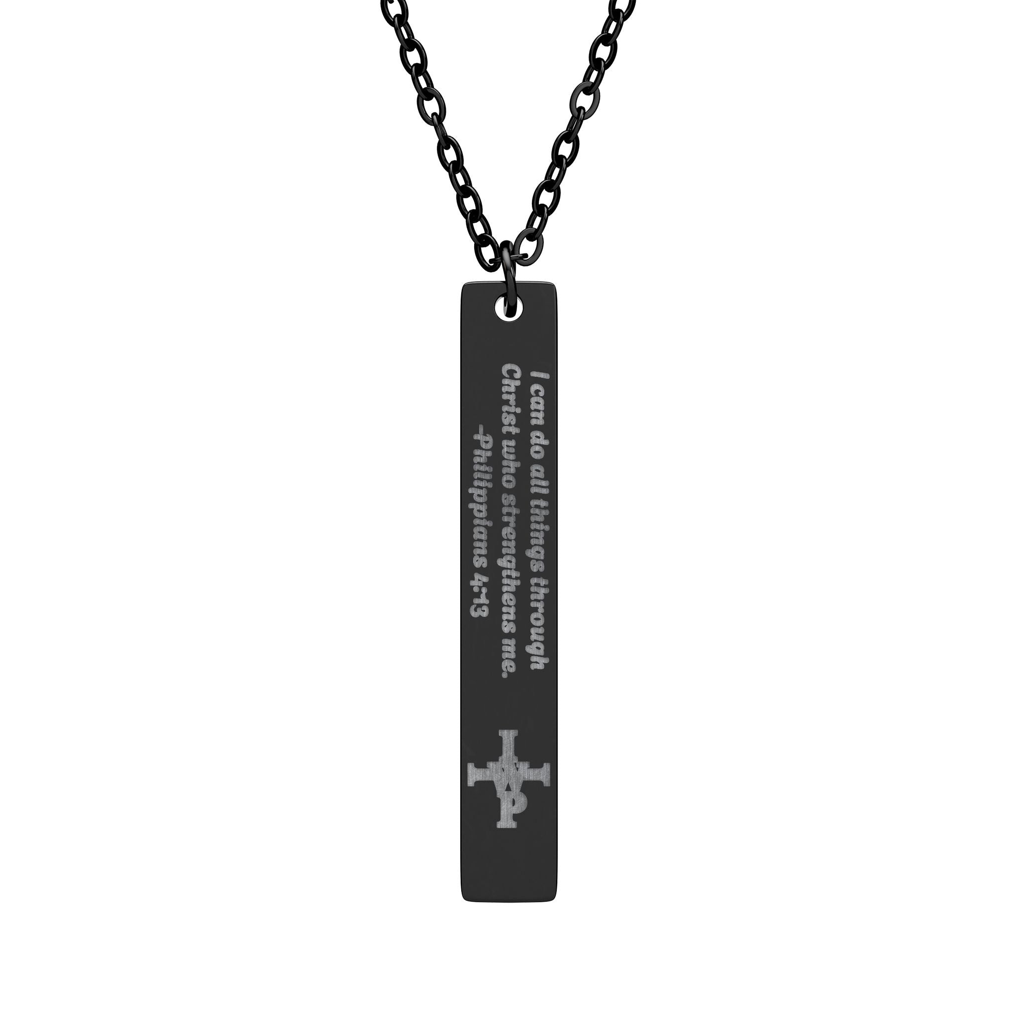 Engraved Vertical Bar Necklace — Personalized Cross Pendant - InspireWithPurpose