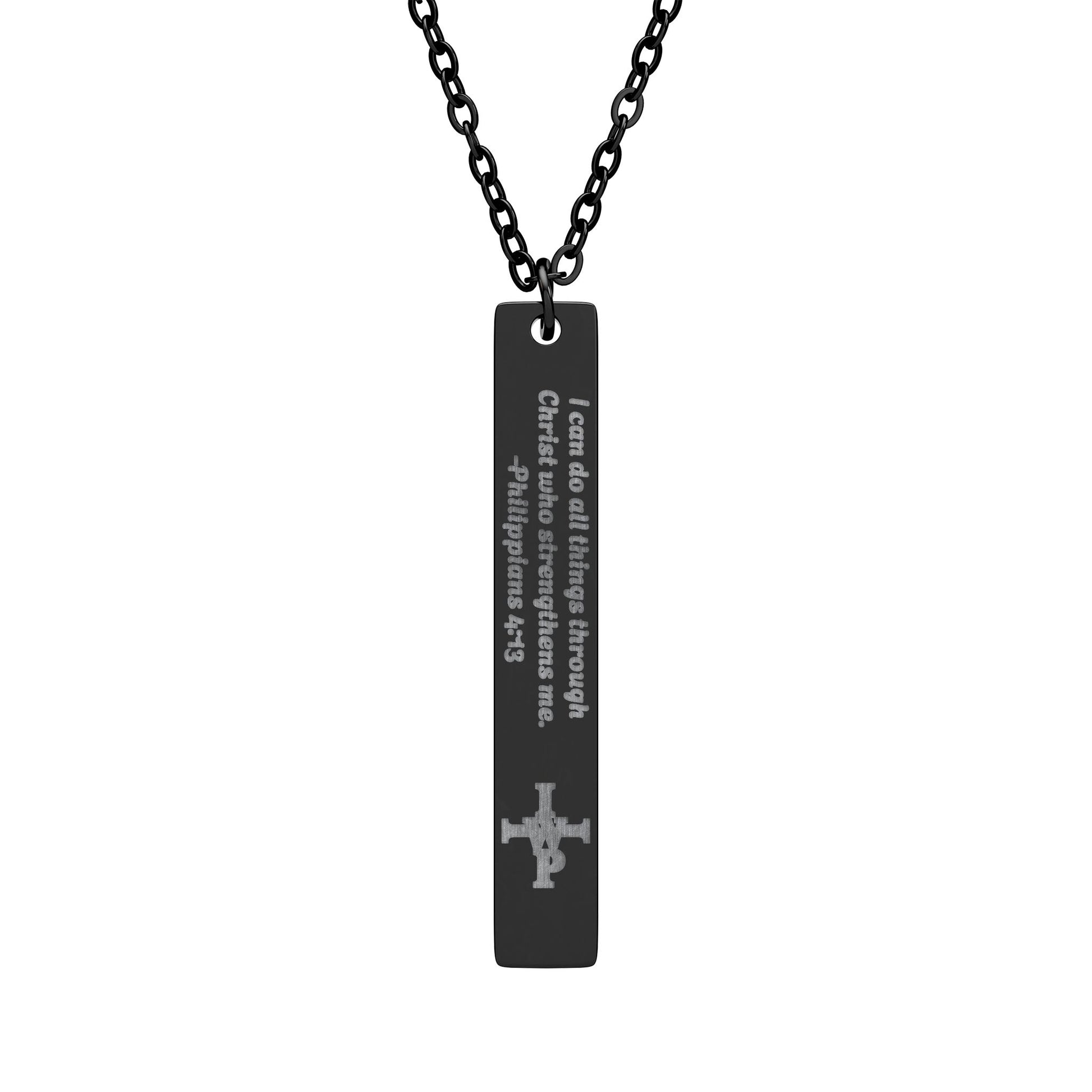 Engraved Vertical Bar Necklace — Personalized Cross Pendant - InspireWithPurpose
