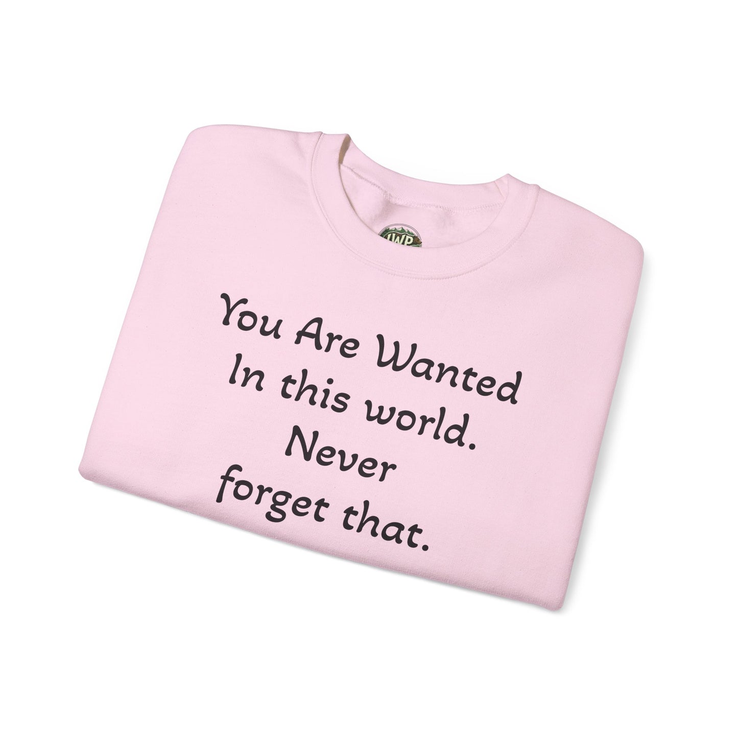 Affirmation Crewneck Sweatshirt — "YOU are wanted in this world, never forget that."