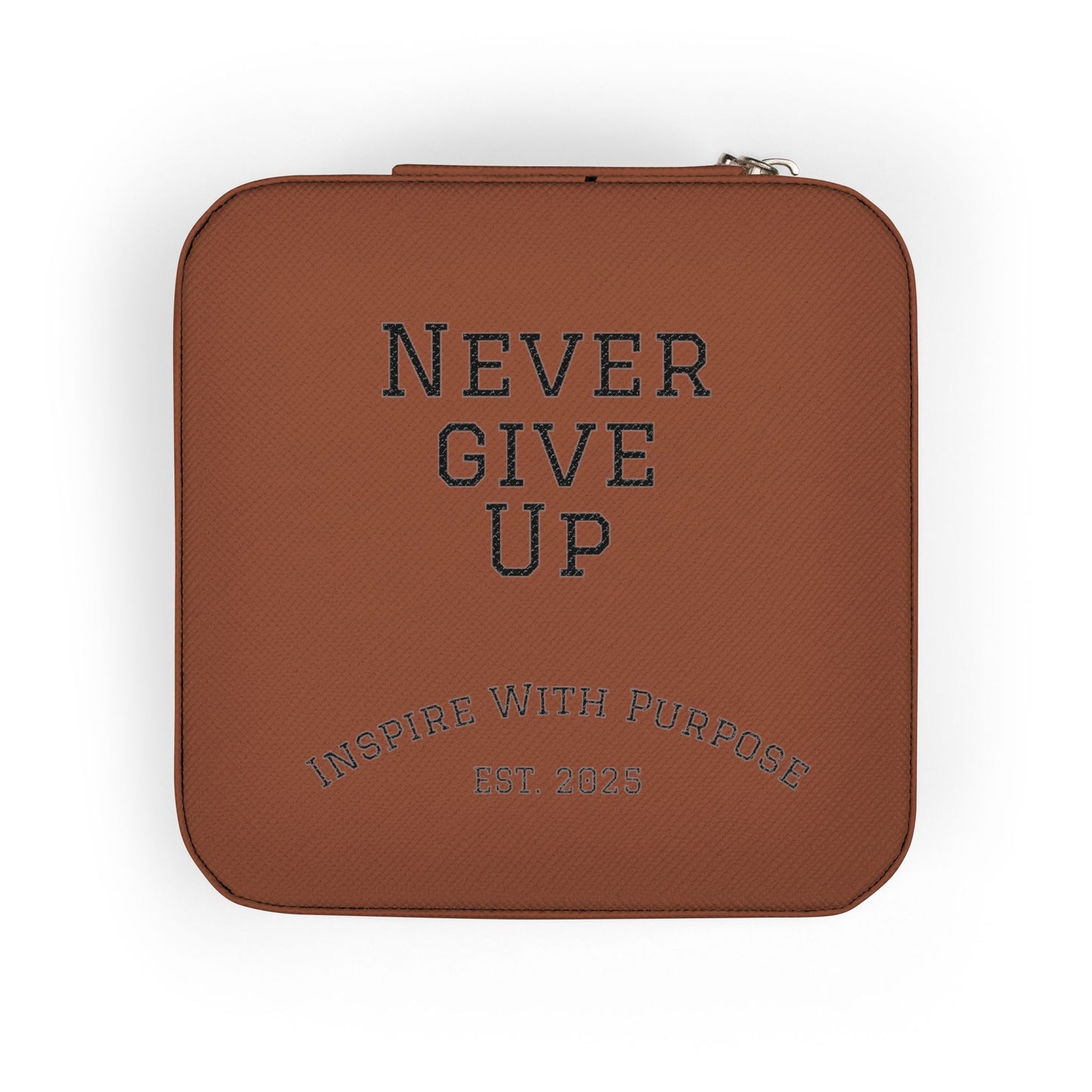 Never Give Up Jewelry Travel Case — Compact Pink Ring & Earring Organizer - InspireWithPurpose