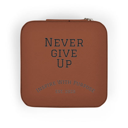 Never Give Up Jewelry Travel Case — Compact Pink Ring & Earring Organizer - InspireWithPurpose