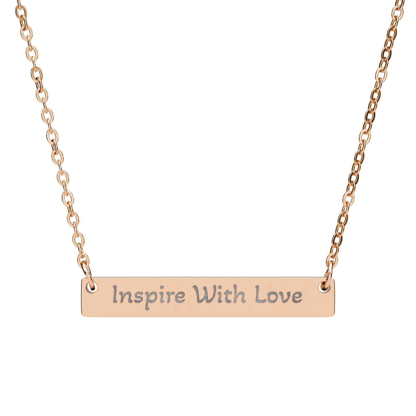 Engravable Horizontal Bar Necklace — "Inspire With Love" Personalized Pendant - InspireWithPurpose