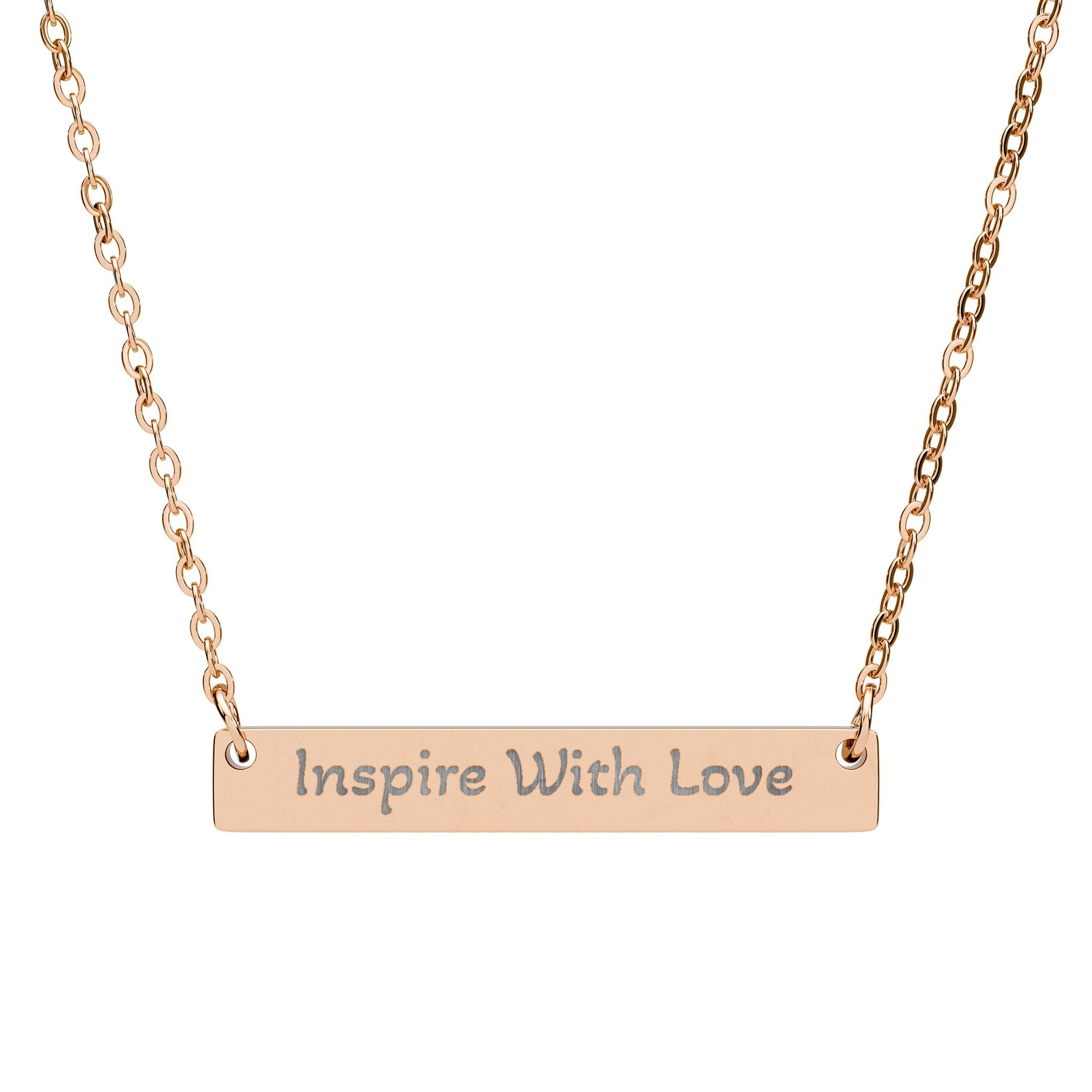 Engravable Horizontal Bar Necklace — "Inspire With Love" Personalized Pendant - InspireWithPurpose