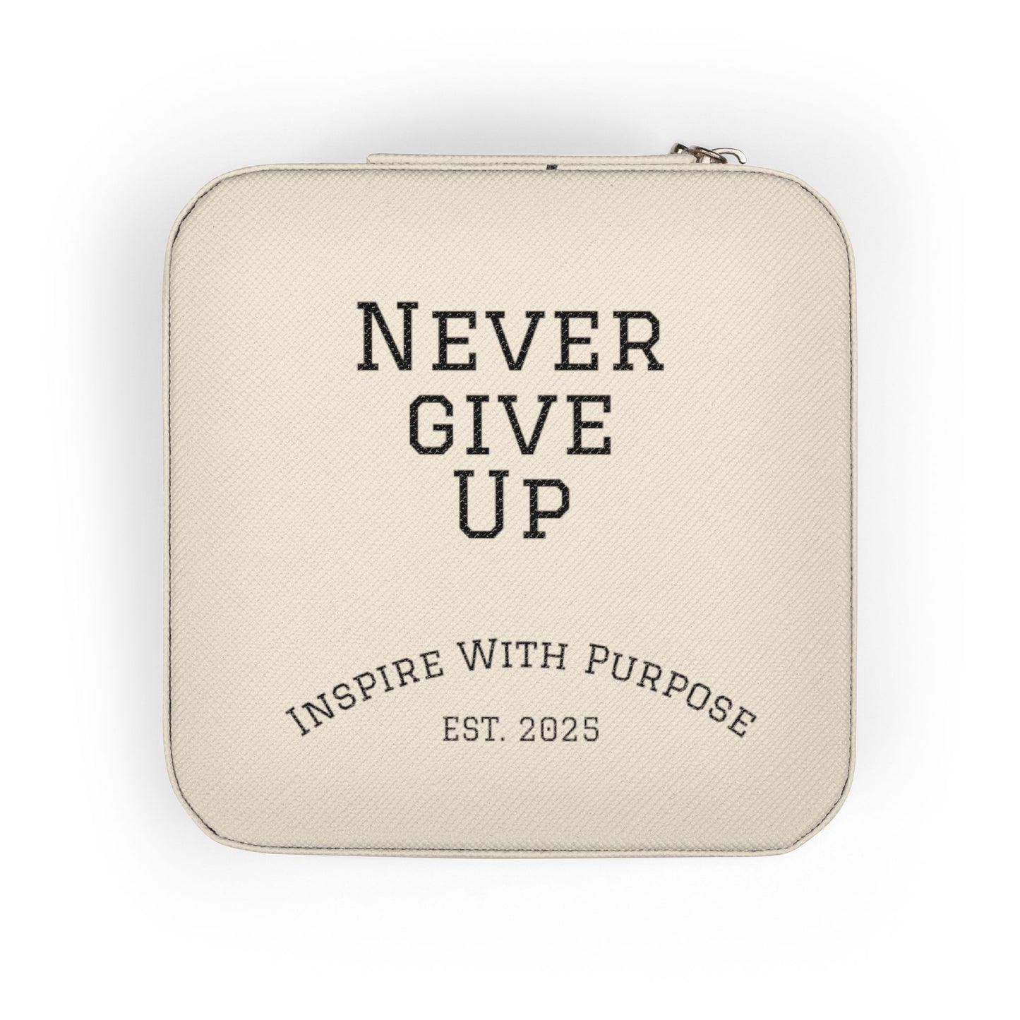 Never Give Up Jewelry Travel Case — Compact Pink Ring & Earring Organizer - InspireWithPurpose