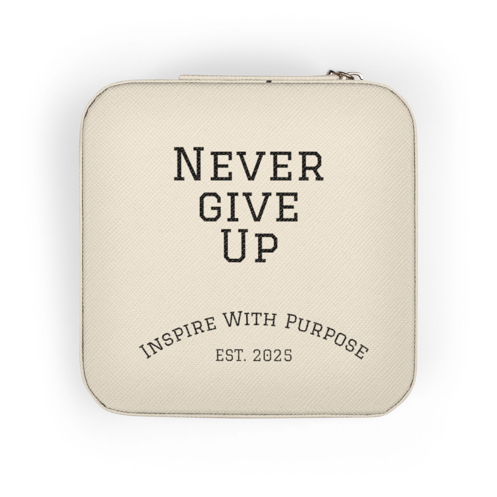 Never Give Up Jewelry Travel Case — Compact Pink Ring & Earring Organizer - InspireWithPurpose