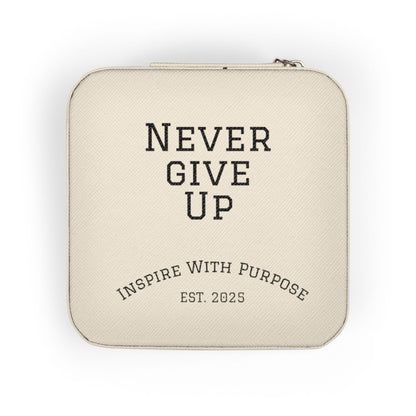 Never Give Up Jewelry Travel Case — Compact Pink Ring & Earring Organizer - InspireWithPurpose