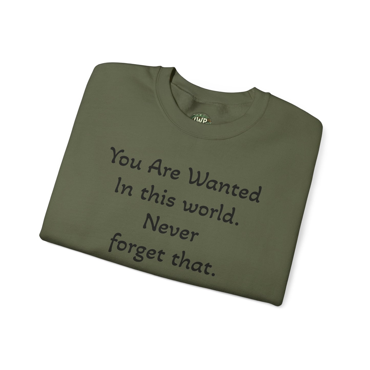 Affirmation Crewneck Sweatshirt — "YOU are wanted in this world, never forget that." - InspireWithPurpose