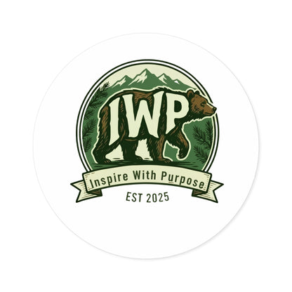 IWP Bear Round Sticker — "Inspire With Purpose" Outdoor/Indoor Durable Sticker - InspireWithPurpose
