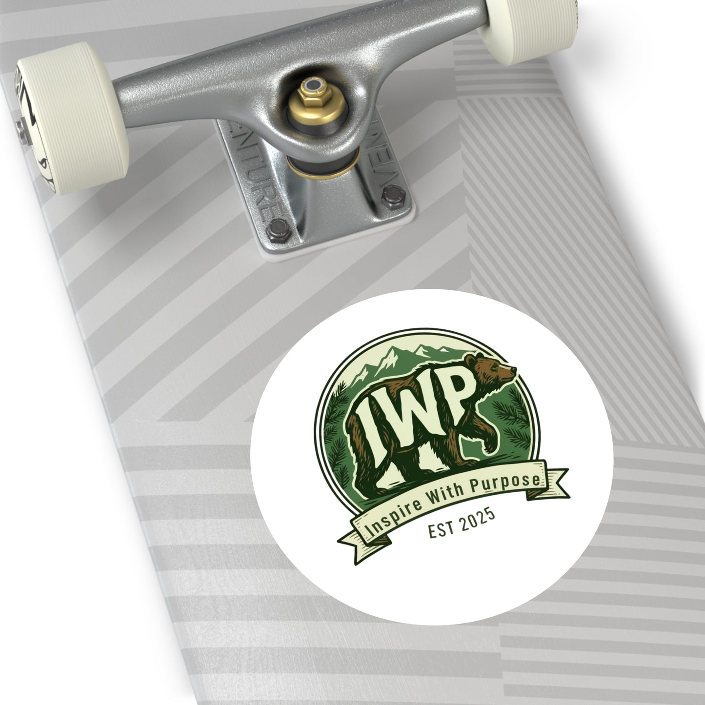 IWP Bear Round Sticker — "Inspire With Purpose" Outdoor/Indoor Durable Sticker - InspireWithPurpose