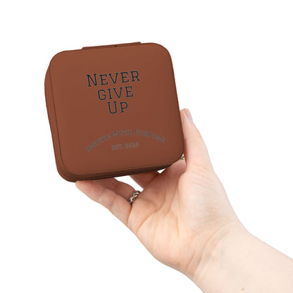 Never Give Up Jewelry Travel Case — Compact Pink Ring & Earring Organizer - InspireWithPurpose