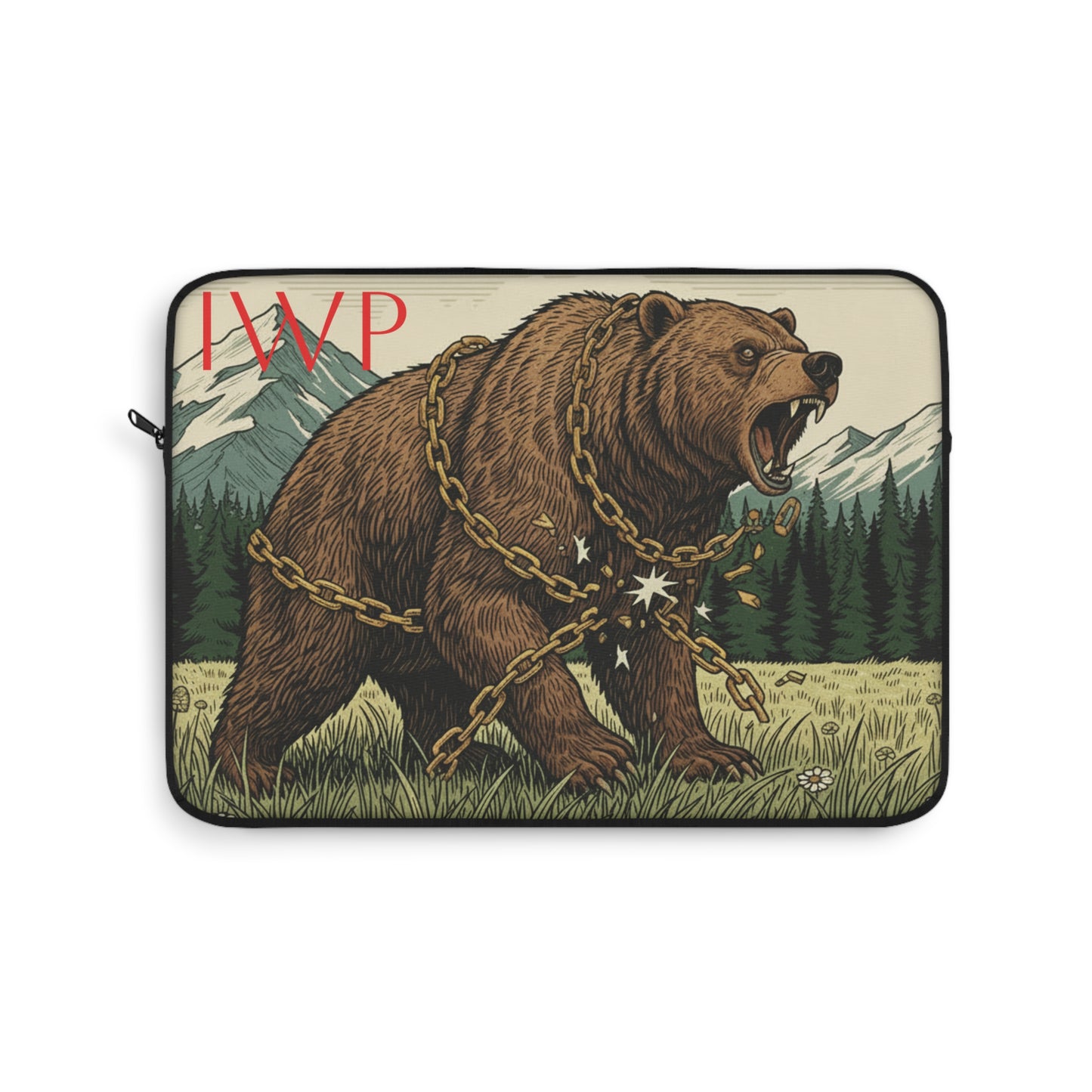Motivation Laptop Sleeve — Roaring Bear Vintage Mountain Wildlife Design - InspireWithPurpose