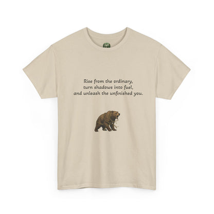 T-Shirt — Minimal Inspirational Quote Tee (“Near from the ordinary, seen shadows into fuel, and around the emboldened you.”) - InspireWithPurpose