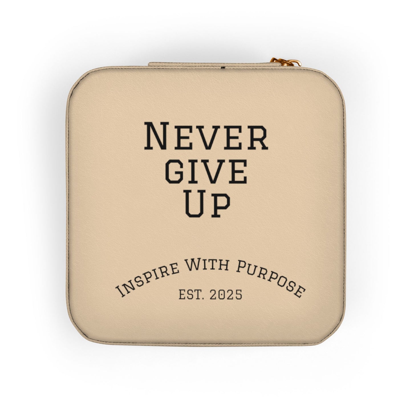 Never Give Up Jewelry Travel Case — Compact Pink Ring & Earring Organizer - InspireWithPurpose