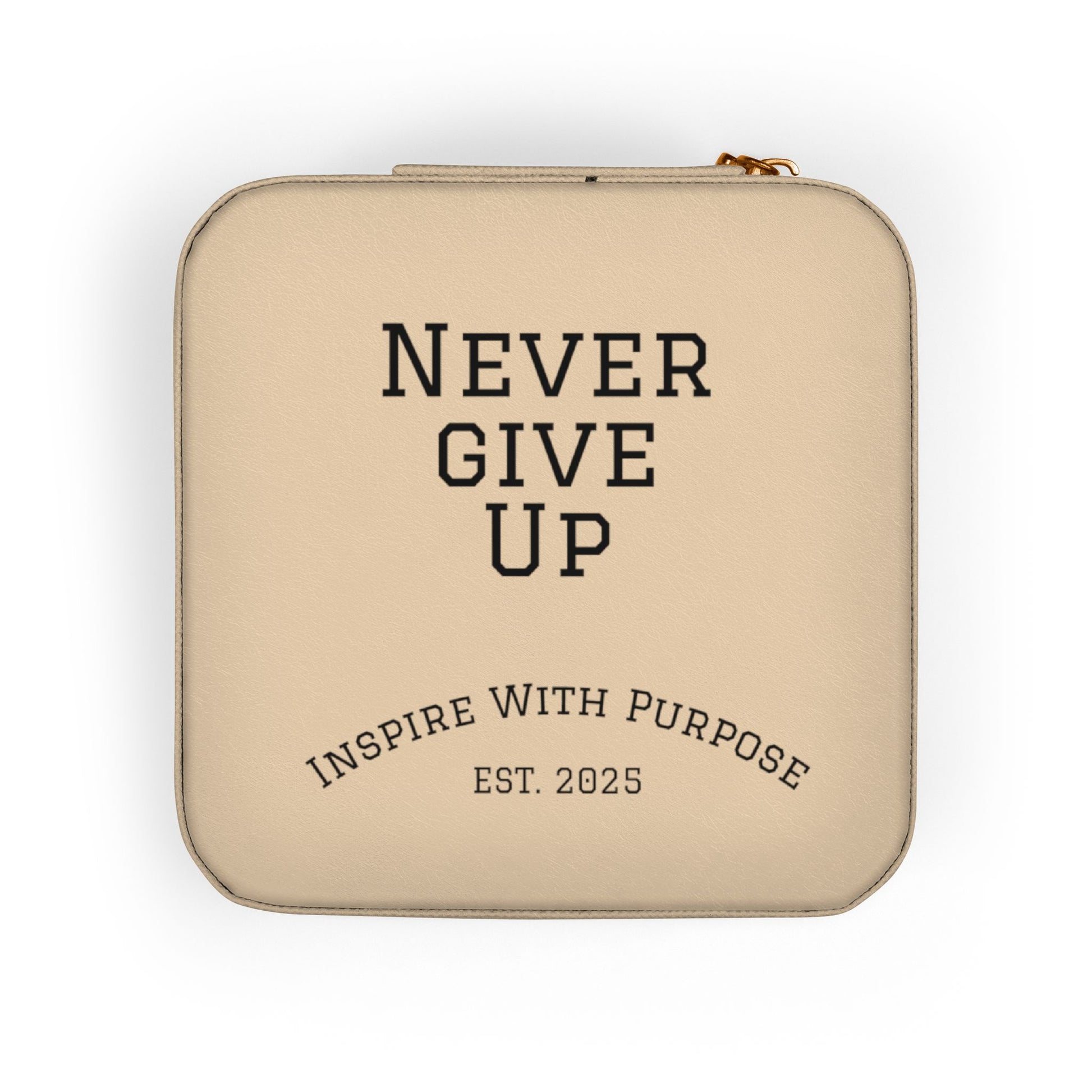 Never Give Up Jewelry Travel Case — Compact Pink Ring & Earring Organizer - InspireWithPurpose