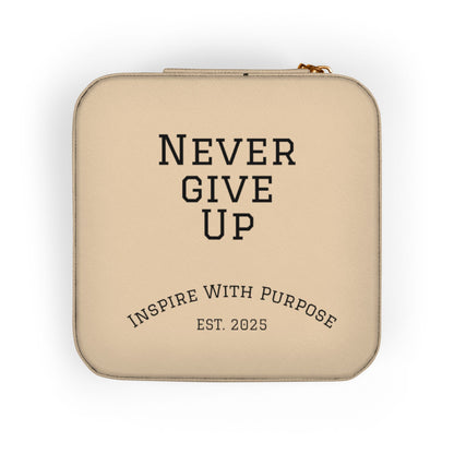 Never Give Up Jewelry Travel Case — Compact Pink Ring & Earring Organizer - InspireWithPurpose