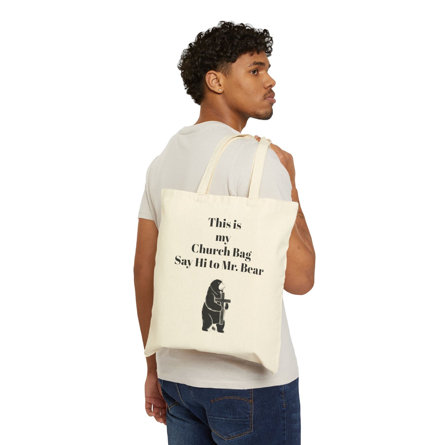 Vintage Bear Canvas Tote - Durable Everyday Carry Bag - InspireWithPurpose