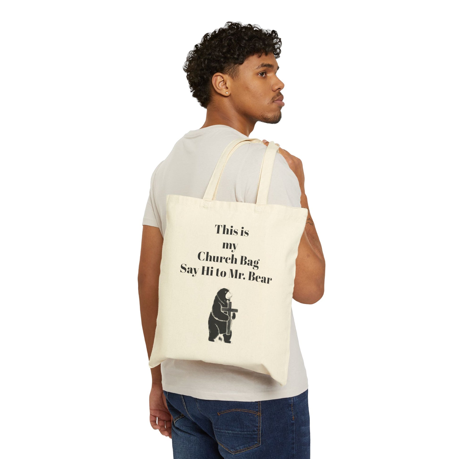 Vintage Bear Canvas Tote - Durable Everyday Carry Bag - InspireWithPurpose