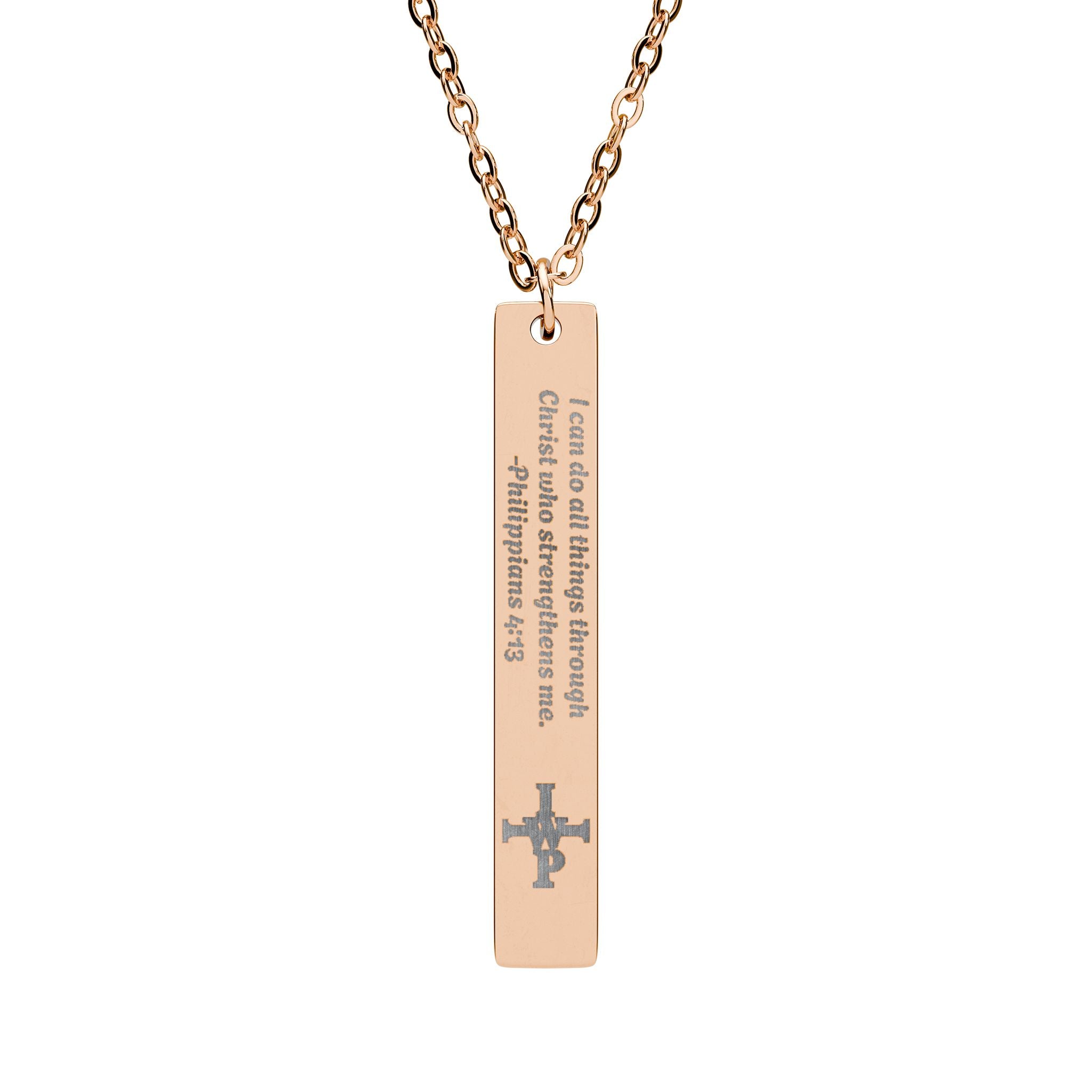Engraved Vertical Bar Necklace — Personalized Cross Pendant - InspireWithPurpose