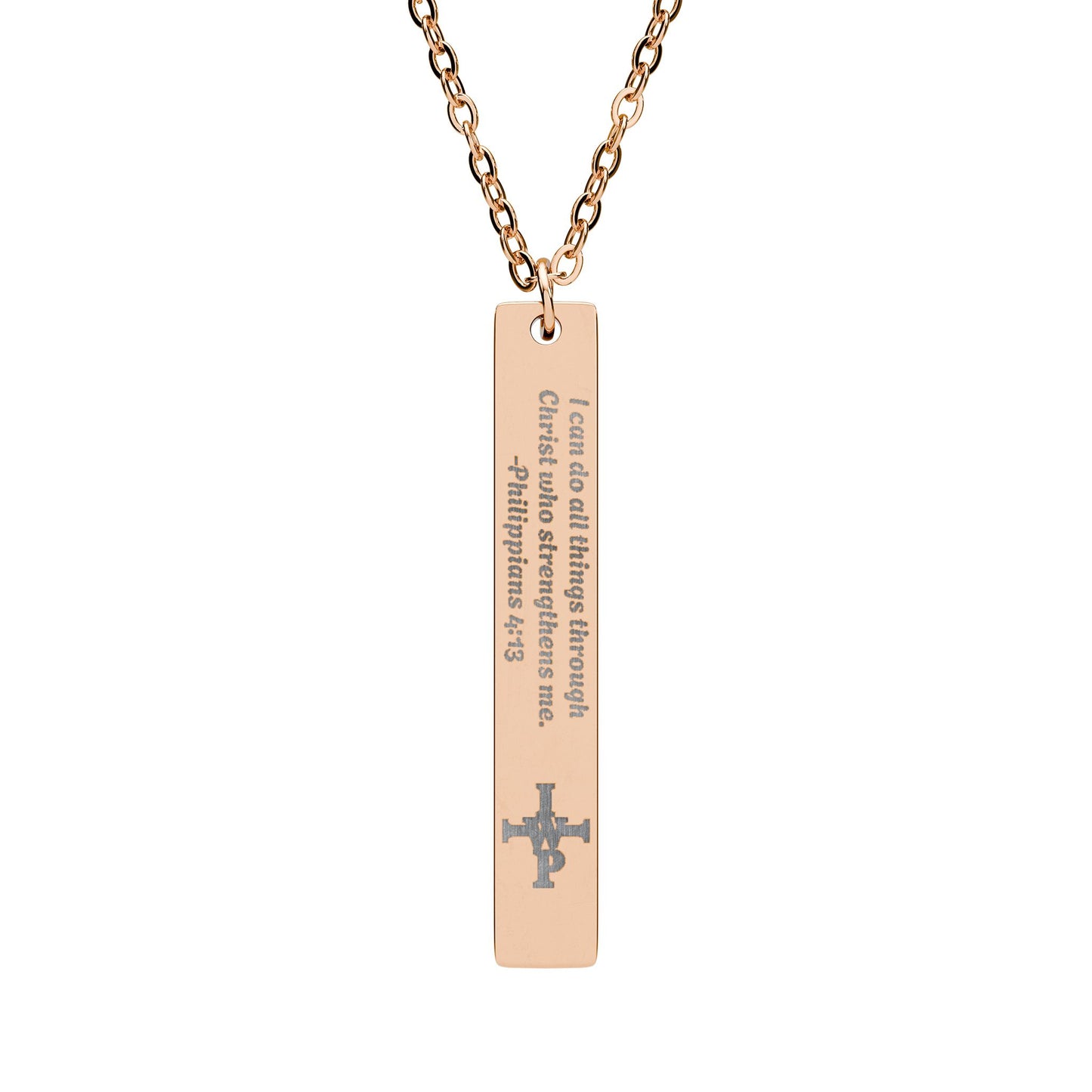 Engraved Vertical Bar Necklace — Personalized Cross Pendant - InspireWithPurpose